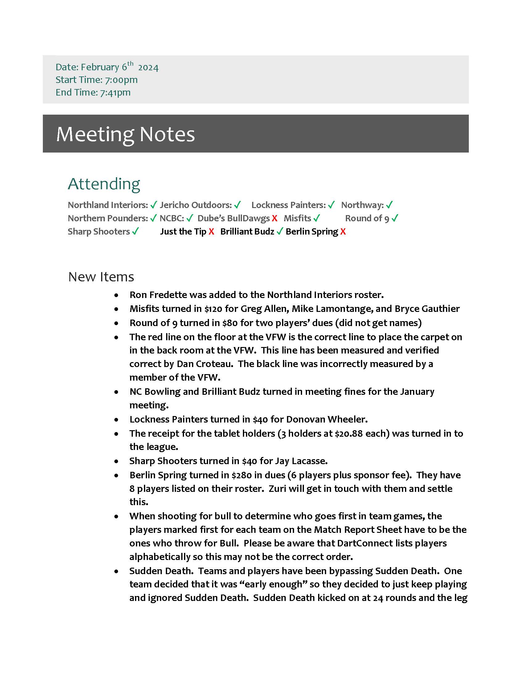 February 2024 Meeting Minutes